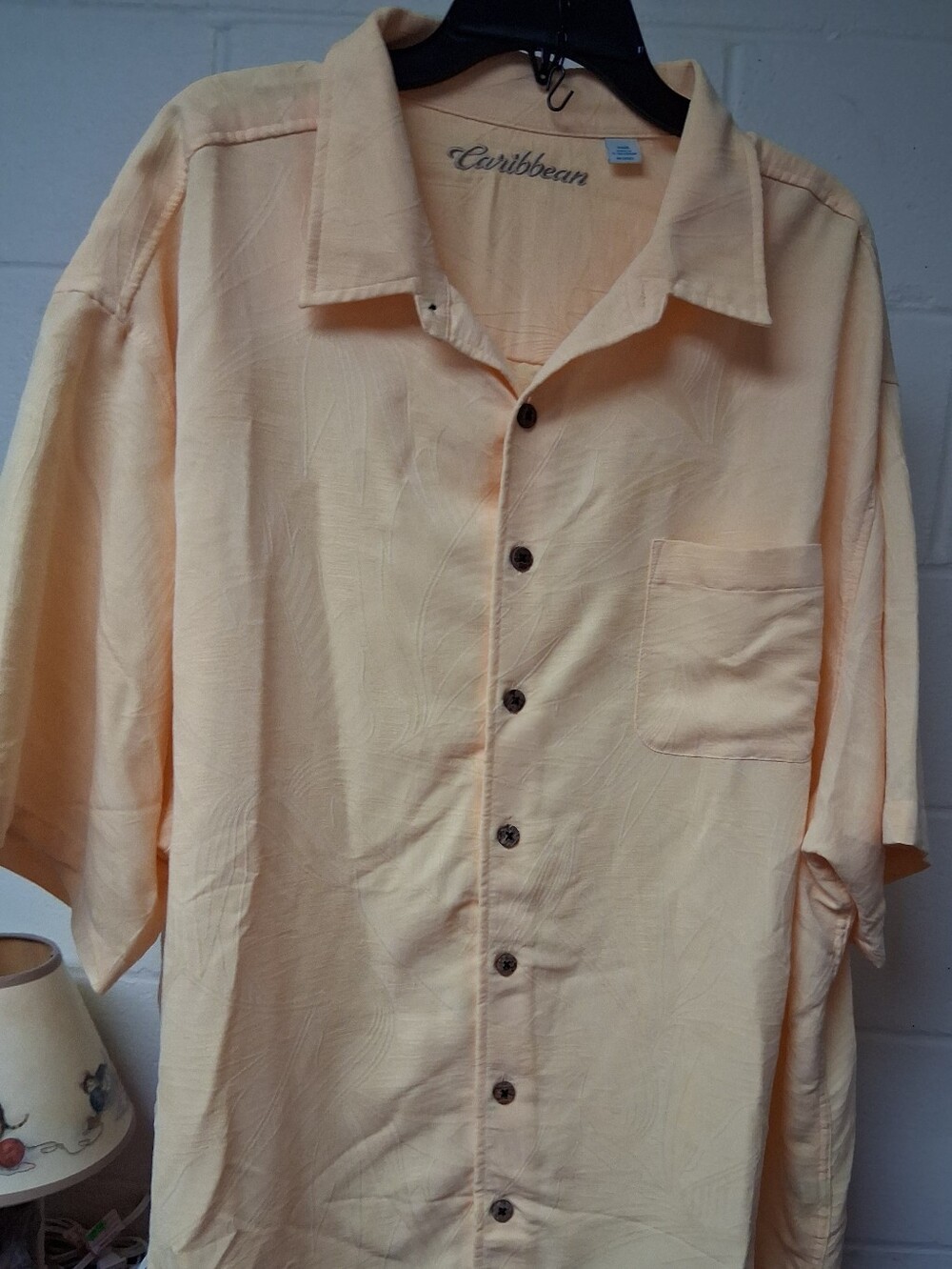 Caribbean Men's  3XB Yellow Short Sleeve Button Down Shirt